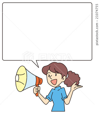 A woman speaking in a loudspeaker 21074755
