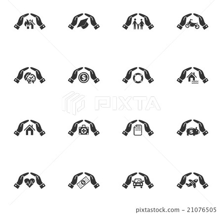 insurance hand icon set 21076505