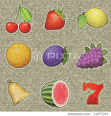 Slot machine fruits relief painting on knit 21077263