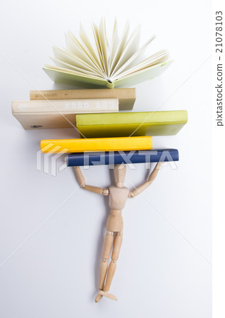 Stack of hadrback books. Library education concept 21078103