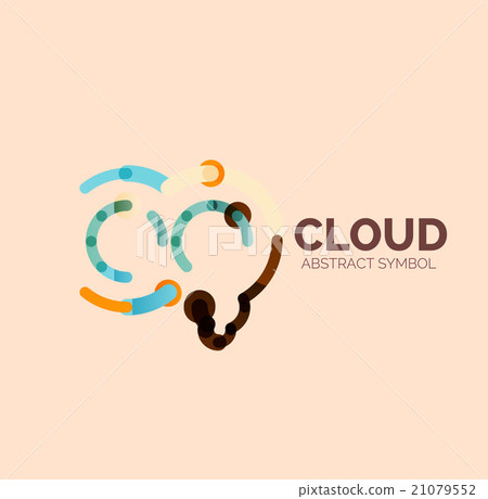 Flat linear design speech cloud logo. Talk bubble 21079552