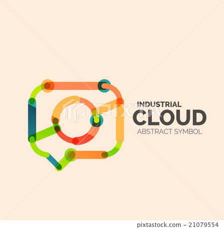 Flat linear design speech cloud logo. Talk bubble 21079554