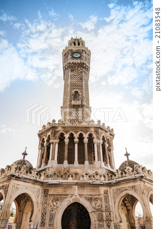 Historical clock tower under cloudy sky, Izmir Historical clock tower under cloudy sky, Izmir 21083548