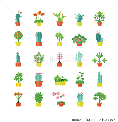 House Plants Flat Icons Set  21084597