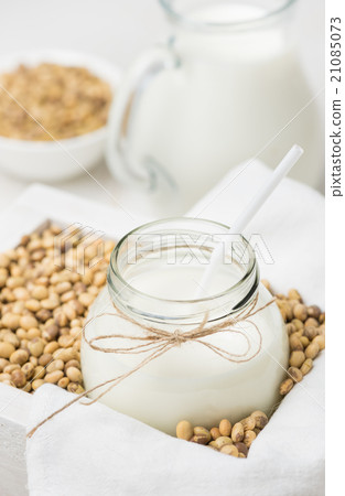 Soy milk in a glass jar Soy milk in a glass jar 21085073