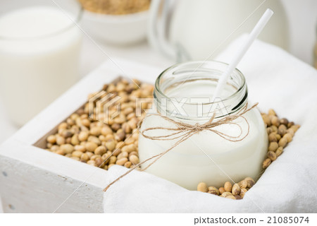Soy milk in a glass jar Soy milk in a glass jar 21085074