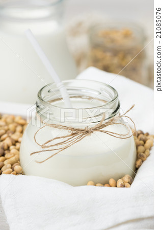 Soy milk in a glass jar 21085076