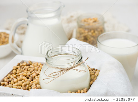 Soy milk in a glass jar Soy milk in a glass jar 21085077