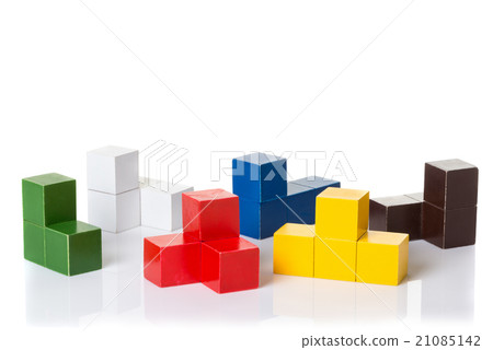 Multi colored wooden blocks, logic puzzle 21085142