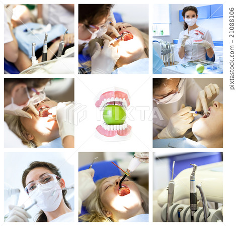 Dentist collage with different views at clinic 21088106