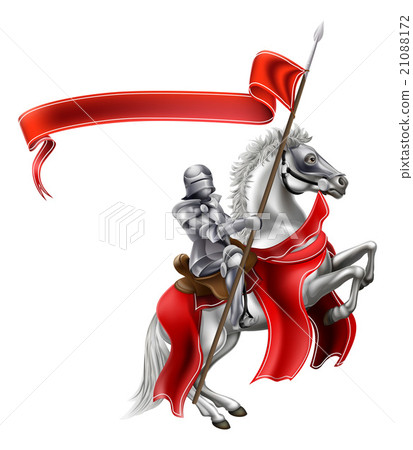 Medieval Flag Knight on Horse - Stock Illustration [21088172] - PIXTA