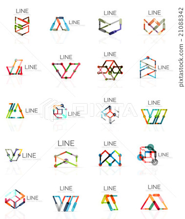 Set of linear abstract logos, connected 21088342