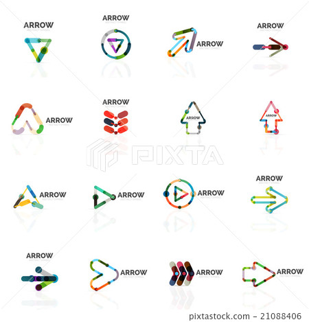 Set of linear arrow abstract logos, connected 21088406