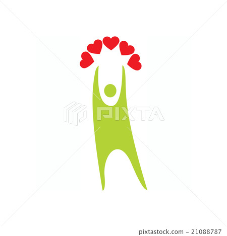 man with hearts. enamored male icon. 21088787