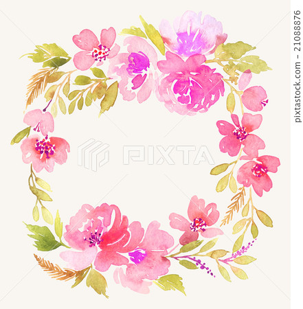 Watercolor wreath. Handmade. Illustration. 21088876