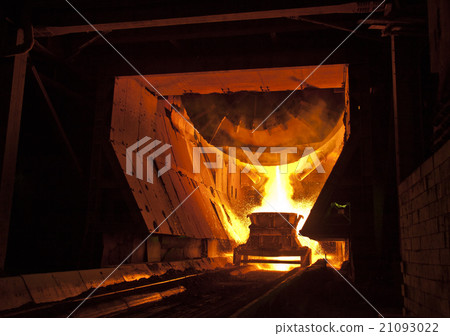 smelting of the metal in the foundry at steel mill 21093022