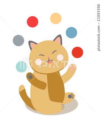 Set of cheerful circus playing cats vector 21093398