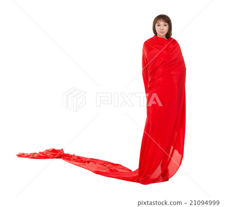 Beautiful Woman in Red Long Dress 21094999