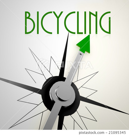 Bicycling on green compass Bicycling on green compass 21095345