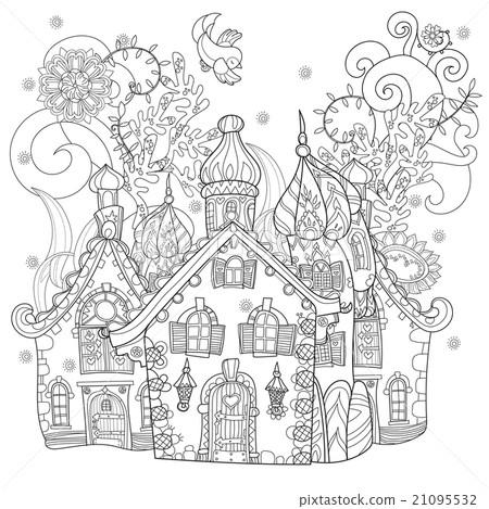 Vector cute fairy tale town doodle Vector cute fairy tale town doodle 21095532