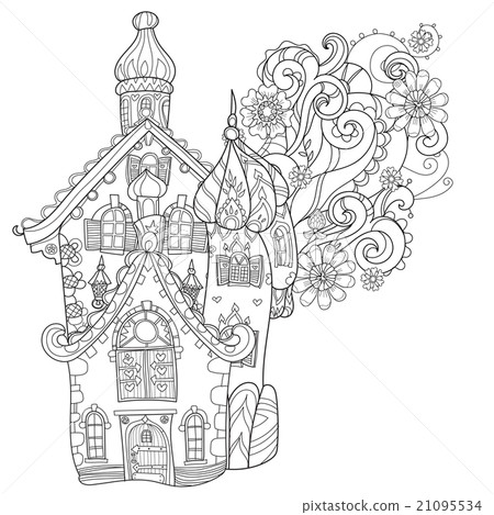 Vector cute fairy tale town doodle 21095534