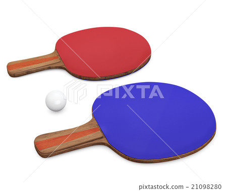 Two ping-pong rackets and ball  21098280