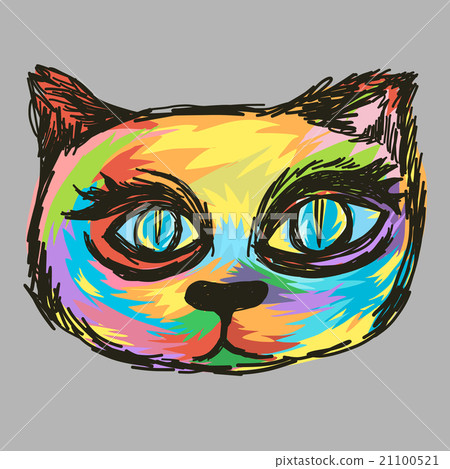 Colorful head cat painting style Colorful head cat painting style 21100521