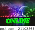 ONLINE  bright word, night sky, town, moon, river 21102863