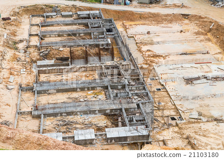 Overview of foundation work at construction site Overview of foundation work at construction site 21103180