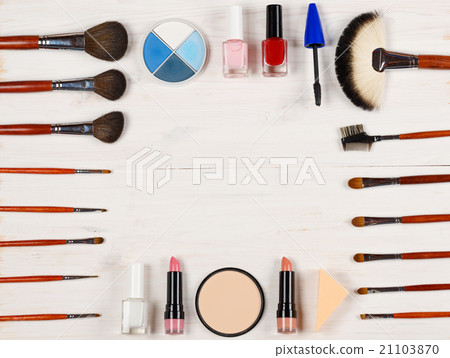 Various makeup products on white background Various makeup products on white background 21103870