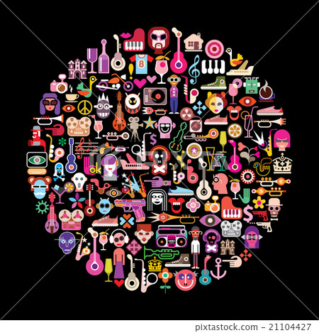 Vector art collage on black Vector art collage on black 21104427