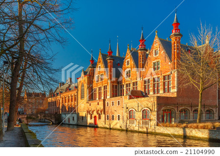 Belfort and the Green canal in Bruges, Belgium 21104990
