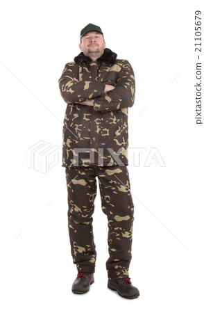 Worker in Camouflage winter jacket. Worker in Camouflage winter jacket. 21105679