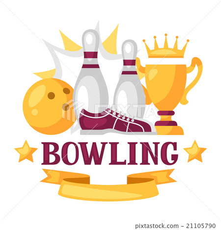 Bowling emblem with game objects. Image for 21105790