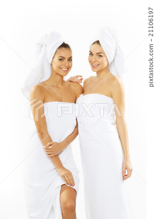 Two happy teen girl after shower Two happy teen girl after shower 21106197
