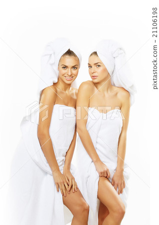 Two happy teen girl after shower Two happy teen girl after shower 21106198