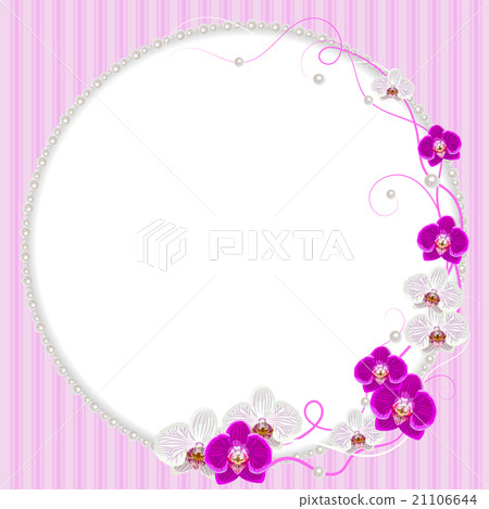 Delicate frame with orchid flowers and pearls Delicate frame with orchid flowers and pearls 21106644
