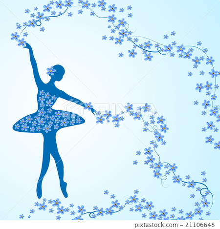 Greeting card with tender ballerina and flowers Greeting card with tender ballerina and flowers 21106648