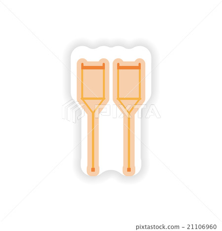 paper sticker on white background medical crutches paper sticker on white background medical crutches 21106960