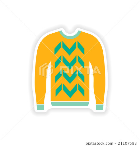 stylish paper sticker on white background sweater 21107588
