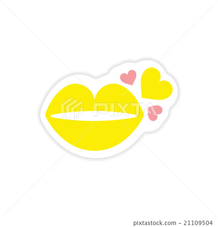 paper sticker on white background kiss heart paper sticker on white background kiss heart 21109504