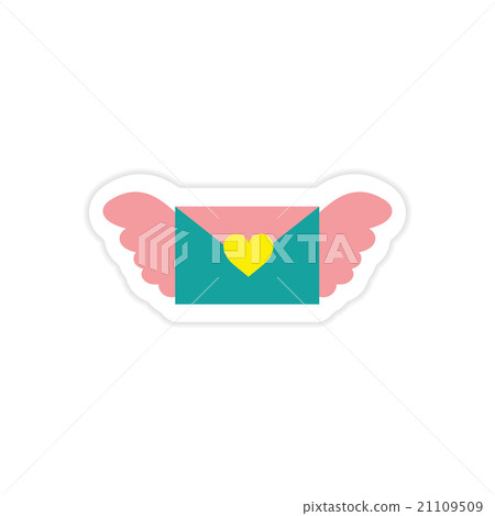 paper sticker on white background envelope wings 21109509