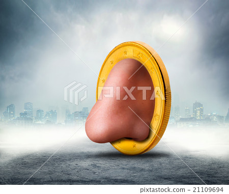 Human nose in the coin 21109694
