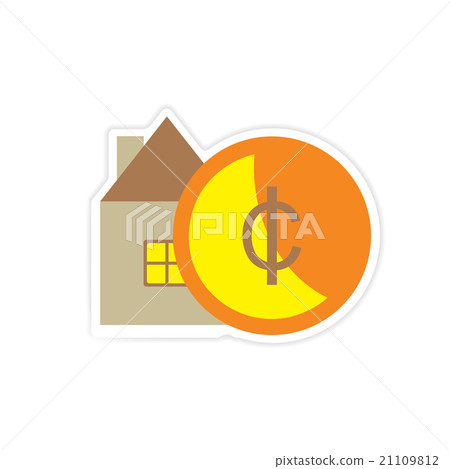 stylish sticker on paper House and money 21109812