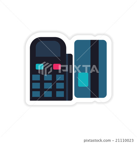 stylish sticker on paper terminal and bank card-插圖素材 [21110023] - PIXTA圖庫