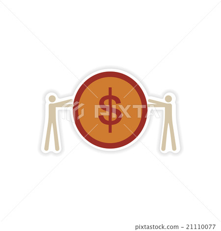 stylish sticker on paper People and coins 21110077