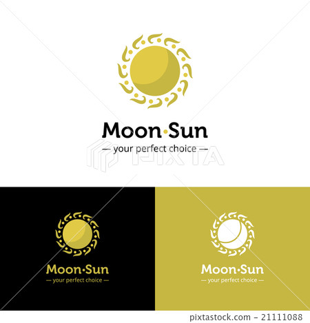 Vector Creative Sun And Moon Logo Golden Color Stock Illustration