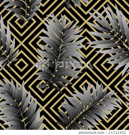 Tropical palm leaves seamless geometric Tropical palm leaves seamless geometric 21111432