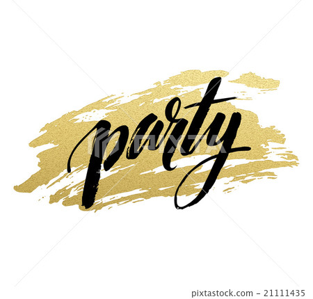 Party golden Brush lettering. Vector illustration Party golden Brush lettering. Vector illustration 21111435