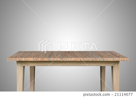 Empty top of granite stone table isolated on white background 21114077